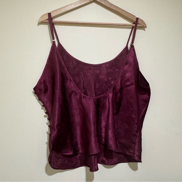 Women’s Vintage Secret Treasures Burgundy Satin Paisley Camisole Top Size XL - Picture 10 of 14